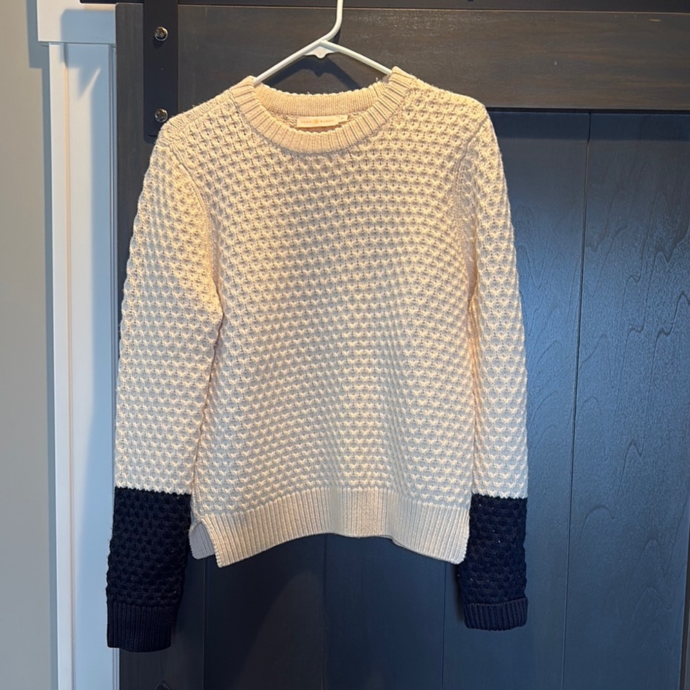 Cream and Black Textured Women's Sweater